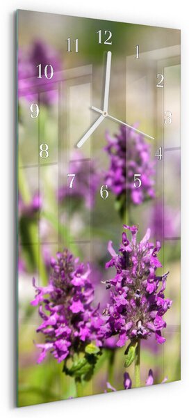 Skleněné hodiny vertikální Květiny zsppb-30x60-00087302