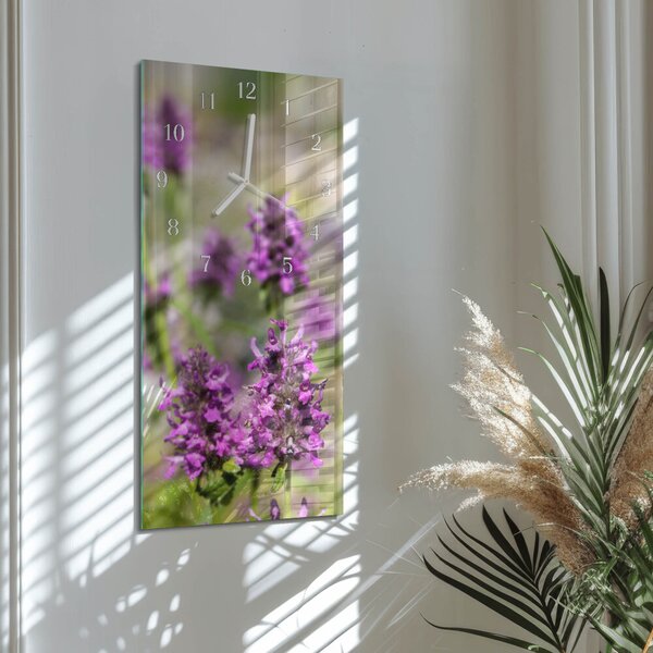 Skleněné hodiny vertikální Květiny zsppb-30x60-00087302