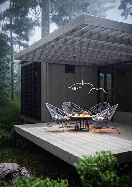 Designové venkovní závěsné svítidlo Brokis Night Birds PC1111, IP54 Povrch Montury: Stříbrný elox, Barva skla: Šedá kouřová - masiv, Povrch baldachýnu: kov - černý matný komaxit