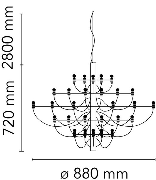 Flos A1402059 2097-30, luxusní mosazný lustr, 30x15W E14 čirá, prům. 88cm, výška 72cm
