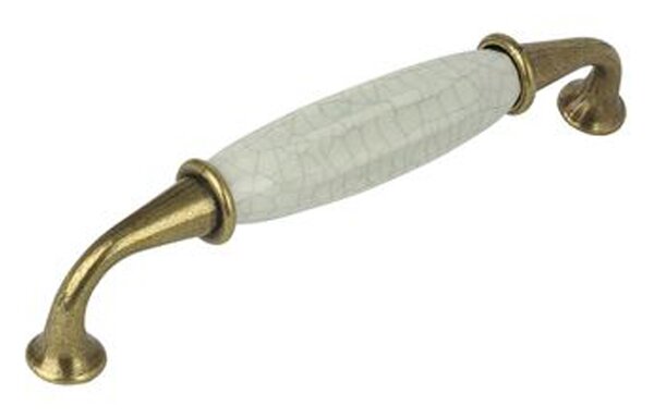 44099 úchytka rozteč 128mm staromosaz porcelán