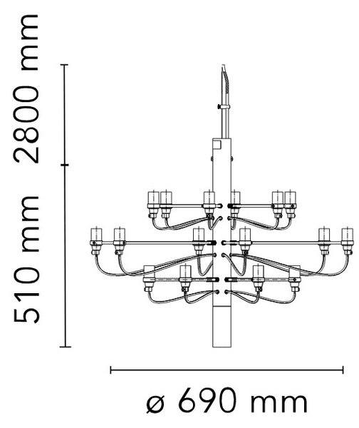 Flos A1351009 2097-18, luxusní matně bílý lustr, 18x15W E14 mléčná, prům. 69cm, výška 51cm