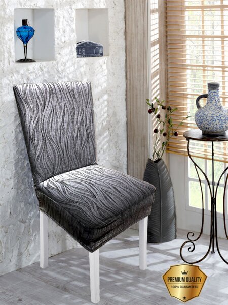 Napínací potah na židli s opěradlem Glamour - šedý