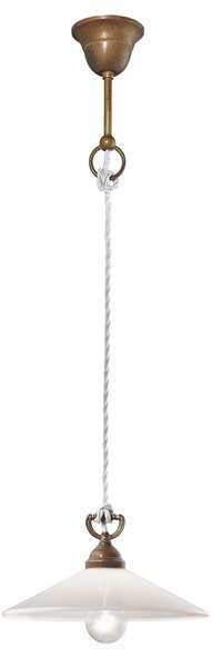 Il Fanale 212.08.OV Tabia, závěsné svítidlo z mosazi a bílé skla, 1x15W LED E27, průměr 25cm