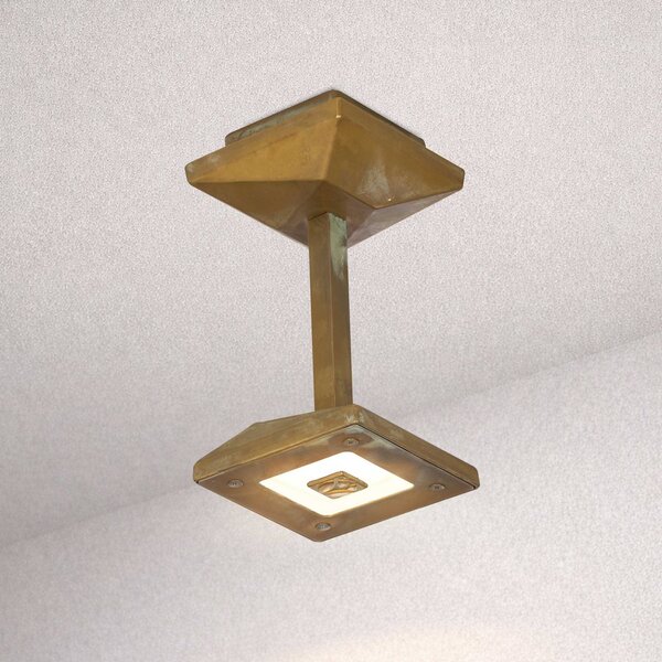 Moretti Luce Venkovní stropní svítidlo Aura Edge, výška 20 cm, antická mosaz, Bronz / starožitná mosaz, Mosaz, Venkovský / rustikální