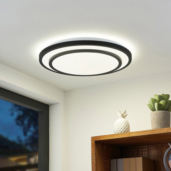 Stropní Lampa Lindby, Essina, stmívatelné, Černá, Obývací pokoj, Kov, Moderní
