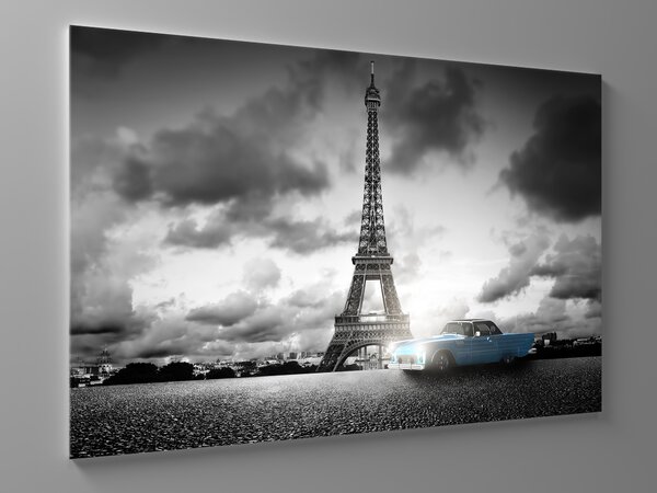 Liox Obraz Eiffelova vež a retro auto Rozměr: 100 x 65 cm
