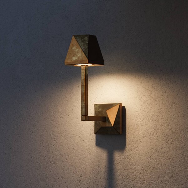 Moretti Luce Venkovní nástěnné svítidlo Silva Edge, výška 30,5 cm, antická mosaz, Bronz / starožitná mosaz, Mosaz, Venkovský / rustikální