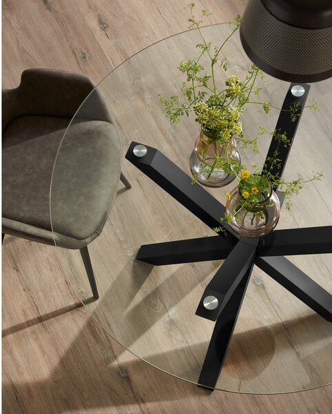 Kulatý jídelní stůl se skleněnou deskou Kave Home, ø 119 cm