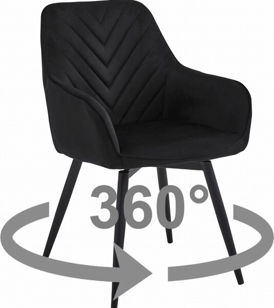 Židle NANA360 - černý samet / černé nohy x 1