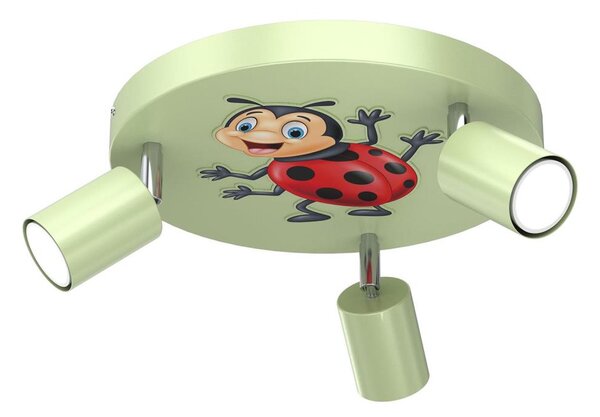 Dětské bodové svítidlo FUN 3xGU10/8W/230V zelená/beruška