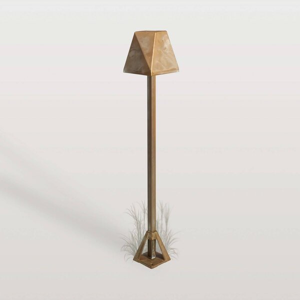 Moretti Luce LED podlahová lampa Silva Edge, výška 50 cm, antická mosaz, Bronz / starožitná mosaz, Mosaz, Venkovský / rustikální
