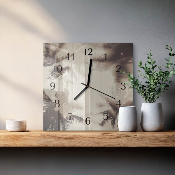 Skleněné hodiny na stěnu Palmy zskc-30x30-00182376