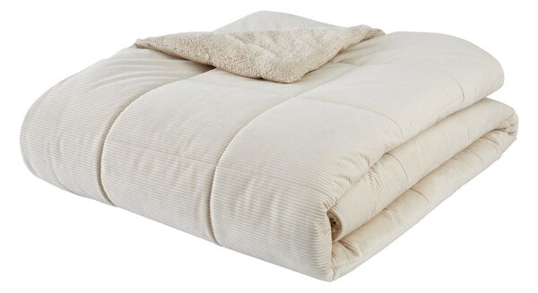Krémový prošívaný přehoz z mikroplyše na dvoulůžko 200x220 cm Cosy Cord – Catherine Lansfield