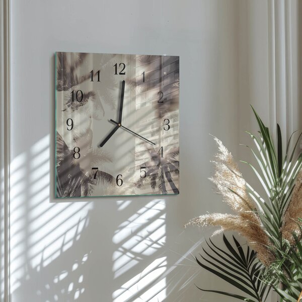 Skleněné hodiny na stěnu Palmy zskc-30x30-00182376