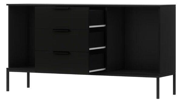 Komoda MEORATI 150x40 cm, černá/dub artisan