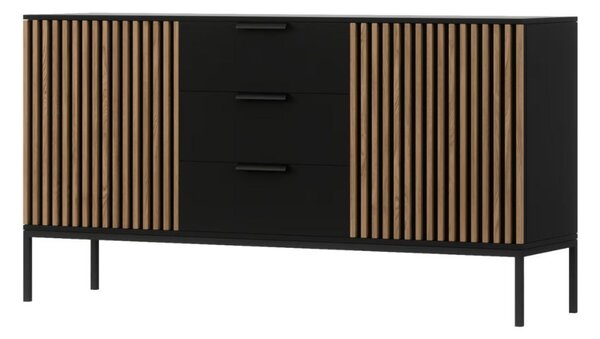 Komoda MEORATI 150x40 cm, černá/dub artisan
