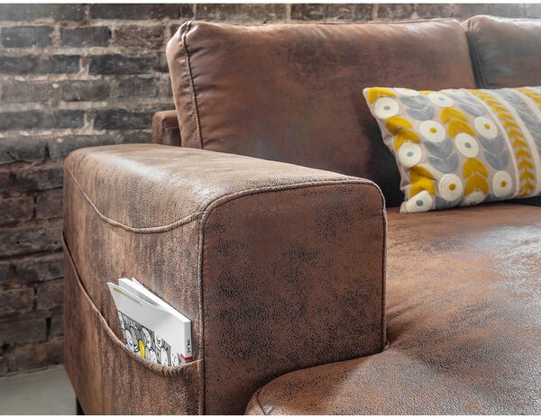 Hnědá rozkládací pohovka do "U" z imitace kůže Miuform Lofty Lilly Vintage, pravý roh