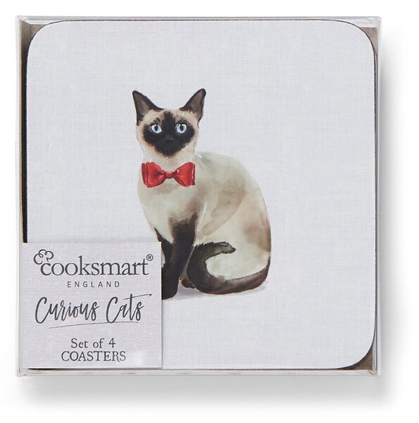 Sada 4 modrých podtácků Cooksmart ® Curious Cats