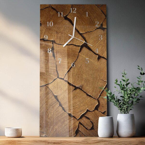 Skleněné hodiny vertikální Dřevěný vzor zsppb-30x60-00079662