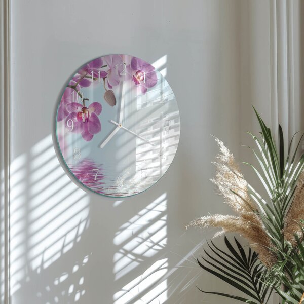 Skleněné hodiny na stěnu Orchidej zsob-fi30-00086808