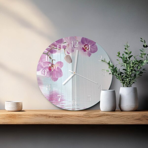 Skleněné hodiny na stěnu Orchidej zsob-fi30-00086808