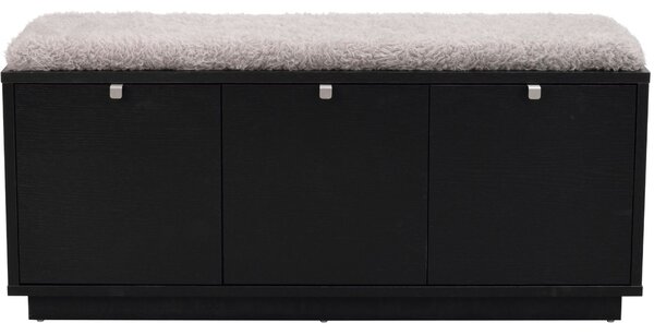 Černá dubová lavice ROWICO CONFETTI 106 cm s úložným prostorem