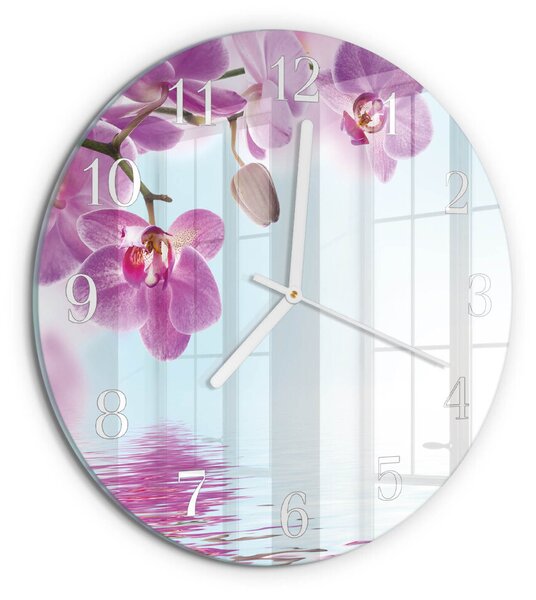 Skleněné hodiny na stěnu Orchidej zsob-fi30-00086808