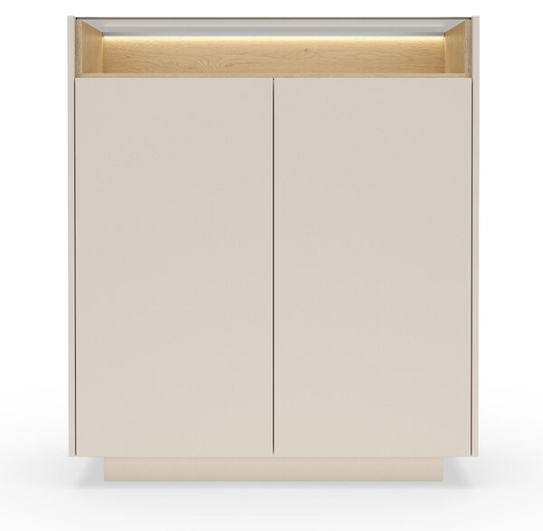 Komoda, barva béžová + Imitace dub Cremona, rozměry: 103 cm (výška), 2 x 119,2 cm (šířka), 39,5 cm (hloubka)