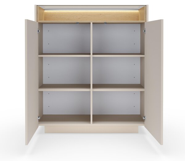 Komoda, barva béžová + Imitace dub Cremona, rozměry: 103 cm (výška), 2 x 119,2 cm (šířka), 39,5 cm (hloubka)
