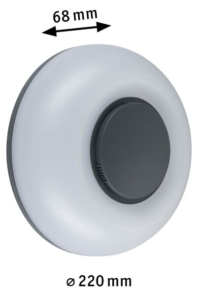 P 94955 LED venkovní nástěnné svítidlo Aureva IP65 kruhové 220mm 2200 - 4000K 20,5W 230V antracit/bílá polykarbonát - PAULMANN