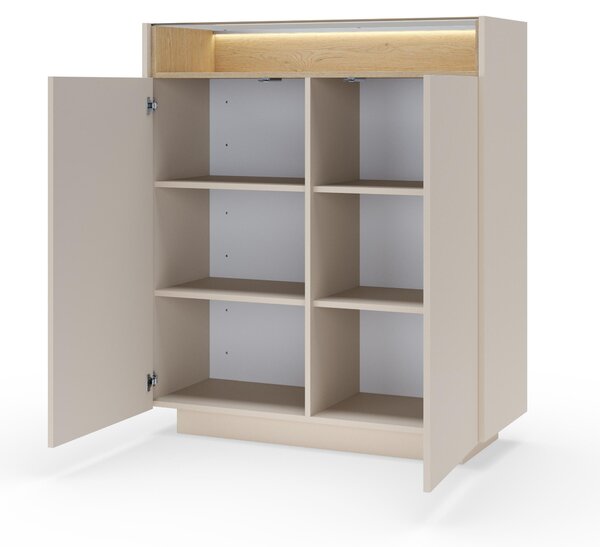 Komoda, barva béžová + Imitace dub Cremona, rozměry: 103 cm (výška), 2 x 119,2 cm (šířka), 39,5 cm (hloubka)