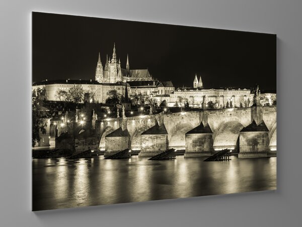 Liox Obraz noční panorama Prahy Rozměr: 100 x 65 cm