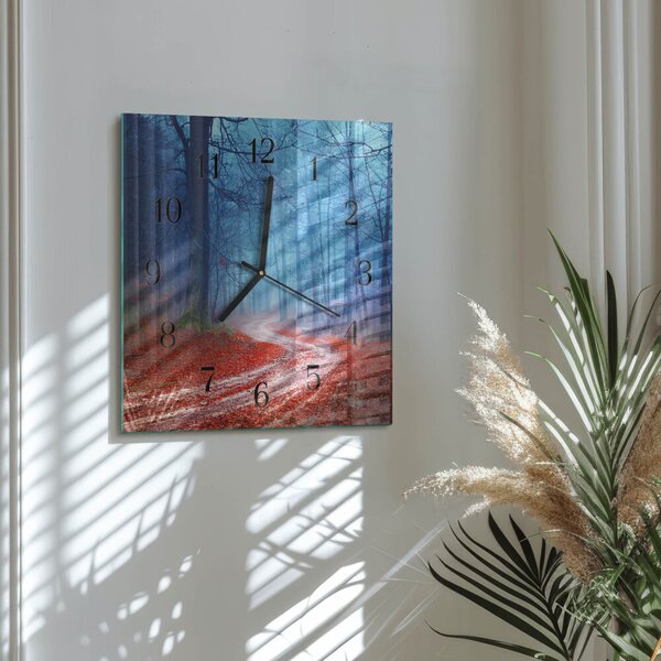 Skleněné hodiny na stěnu Lesní cesta zskc-30x30-00177909