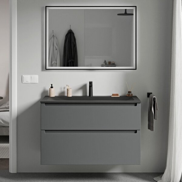Koupelnová skříňka VIREO 80 cm s umyvadlem z minerálního odlitku CREAM
