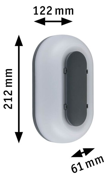 P 94957 LED venkovní nástěnné svítidlo Elunor IP65 podlouhlé 122x212mm 2200 - 4000K 18,5W 230V antracit/bílá polykarbonát - PAULMANN