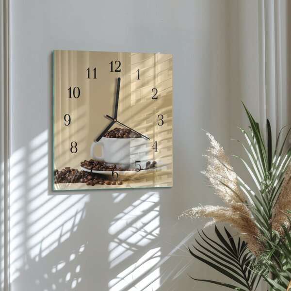 Skleněné hodiny na stěnu Káva zskc-30x30-00180455