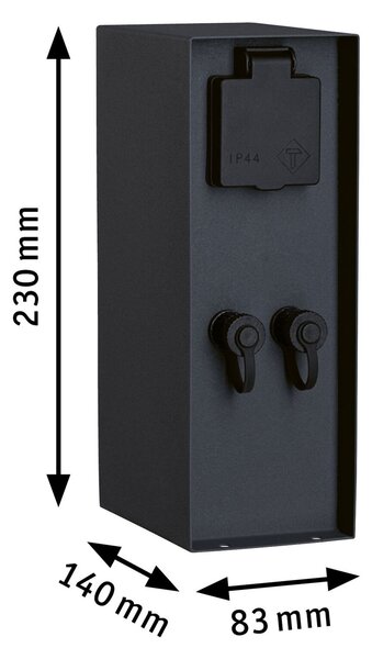 P 94915 Plug & Shine sloupek se zásuvkami Rio vč. trafa IP44 antracit - PAULMANN