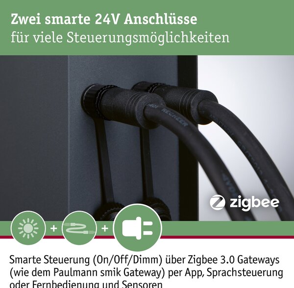 P 94915 Plug & Shine sloupek se zásuvkami Rio vč. trafa IP44 antracit - PAULMANN