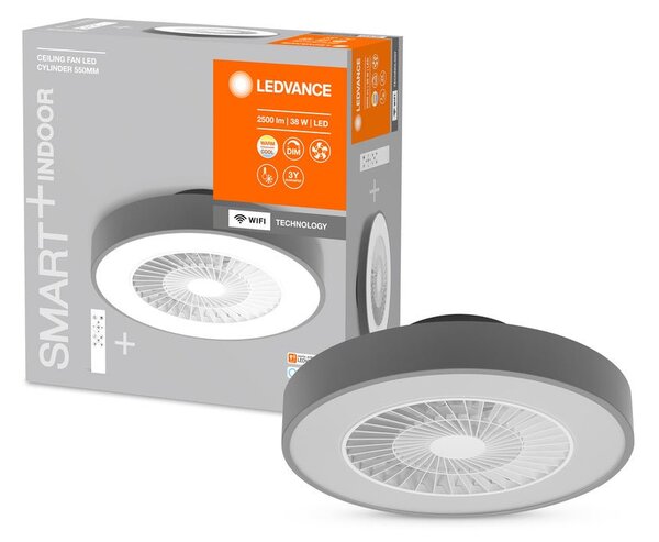 Chytré WiFi světlo s větrákem CYLINDER, nastavitelná bílá