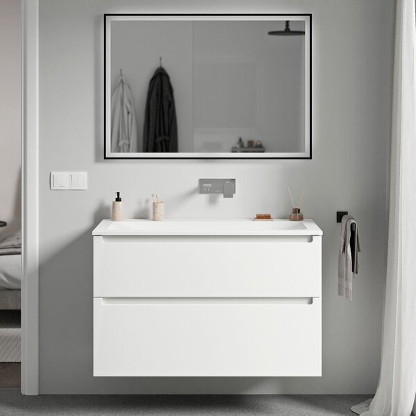 Koupelnová skříňka VIREO 80 cm s umyvadlem z minerálního odlitku CREAM