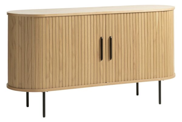 Nízká komoda v dekoru dubu s posuvnými dveřmi v přírodní barvě 140x76 cm Nola – Unique Furniture