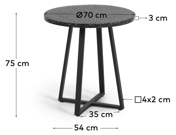 Černý zahradní stůl s deskou z kamene Kave Home Tella, ø 70 cm