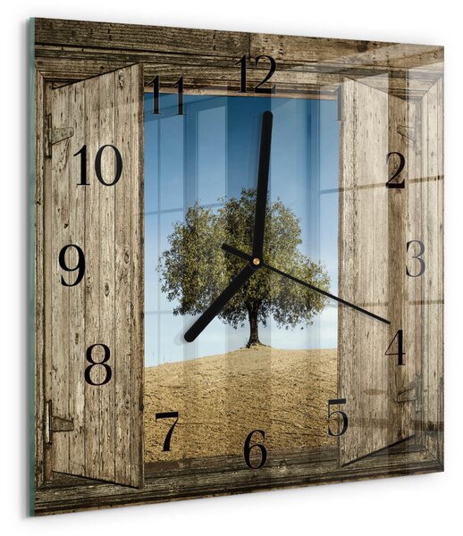 Skleněné hodiny na stěnu Strom zskc-30x30-00178242