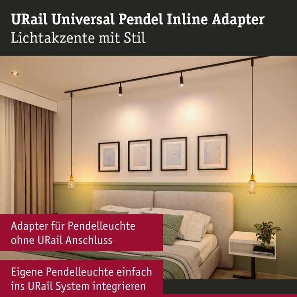 P 95791 URail univerzální adaptér pro závěs max. 50W 230V černá mat - PAULMANN