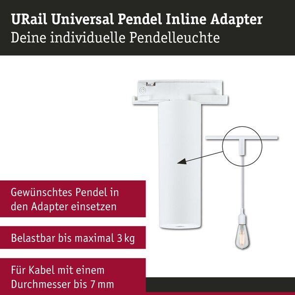 P 95792 URail univerzální adaptér pro závěs max. 50W 230V bílá - PAULMANN