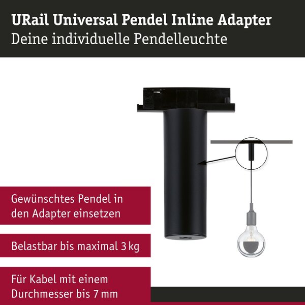 P 95791 URail univerzální adaptér pro závěs max. 50W 230V černá mat - PAULMANN