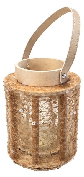 Lucerna s flitry NATUR GLAM 21 cm, přírodní