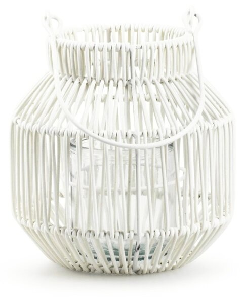 Kovová lucerna MAREN HALO 18,5 cm, bílá
