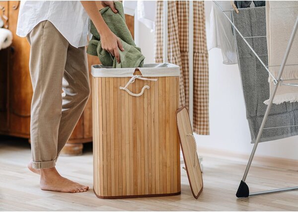 Bambusový koš na prádlo v přírodní barvě 78 l Bamboo – Compactor